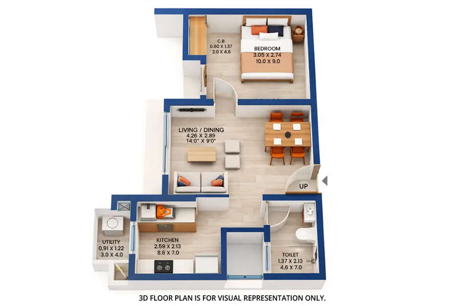 Godrej Upavan Bhiwandi - Floor plan 1 BHK 367 Sq.ft