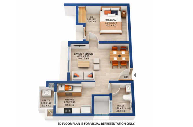 Godrej Upavan Bhiwandi - Floor plan 1 BHK 367 Sq.ft