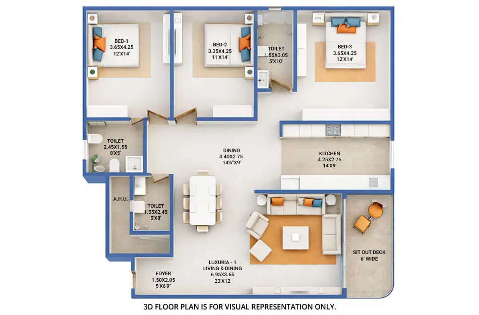 Platinum The Reserve Kharghar - Floor plan 3 BHK 1387 Sq.ft