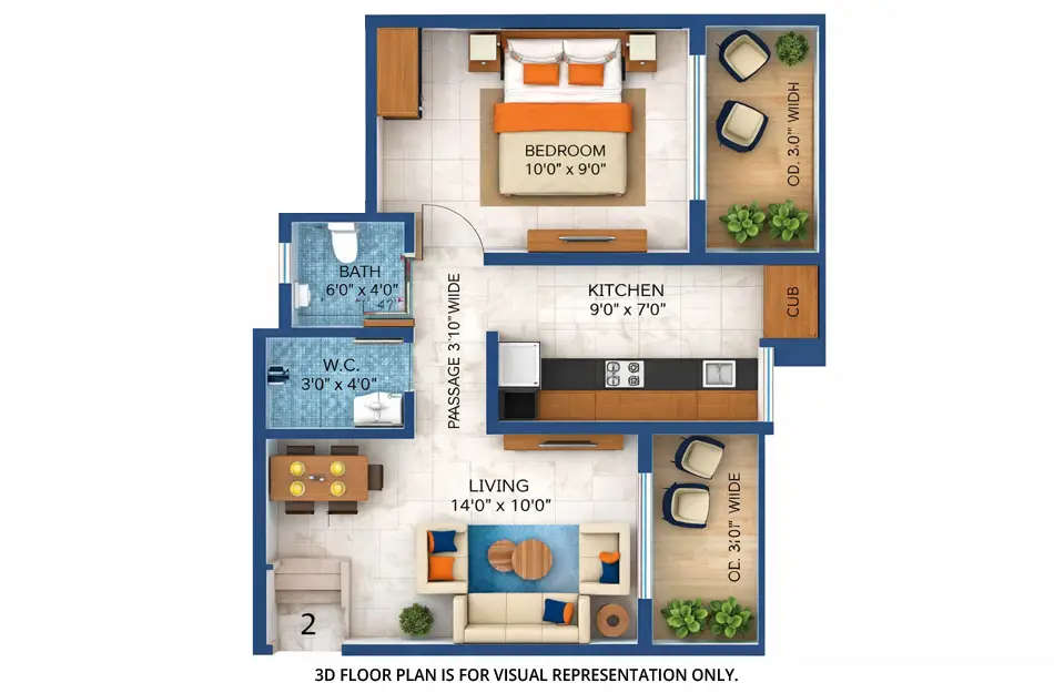 Regal Square Phase II Bhiwandi - Floor plan 1 BHK 397 Sq.ft