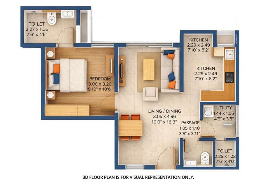 Godrej Nirvaan Bhiwandi - Floor plan 1 BHK 367 Sq.ft