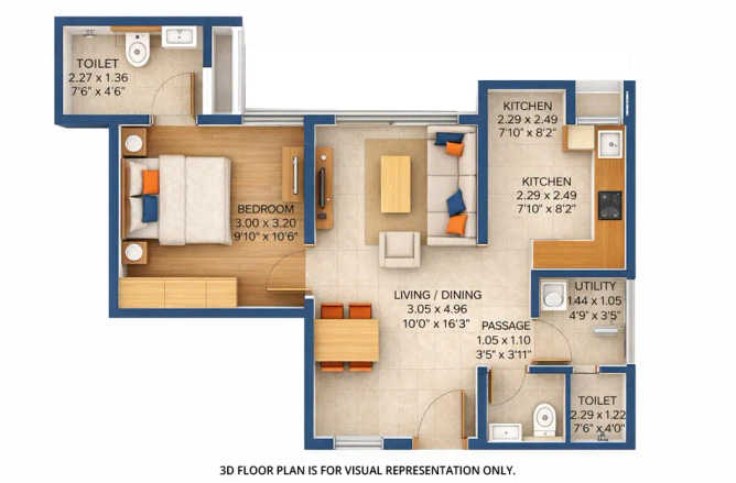 Godrej Nirvaan Bhiwandi - Floor plan 1 BHK 367 Sq.ft