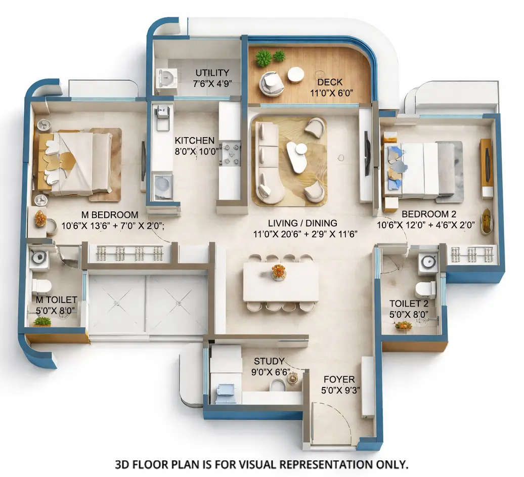 Lodha Sovrano Jogeshwari - Floor plan 2.5 BHK 988 Sq.ft