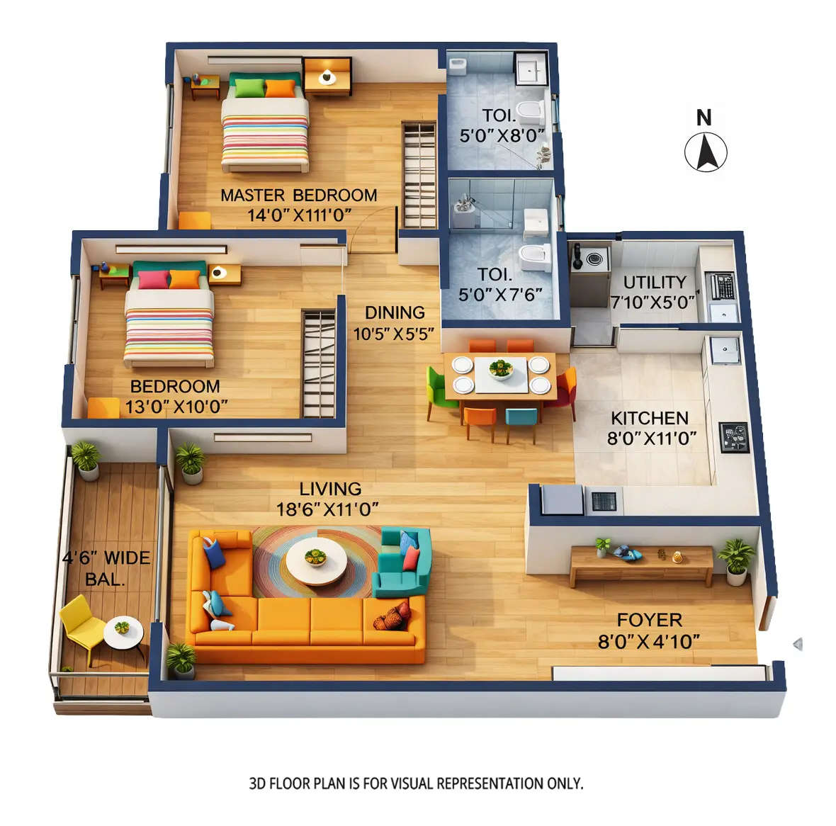 Ajmera Marina Yelahanka - Floor plan 2 BHK  Sq.ft