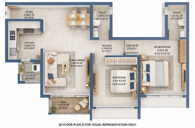 Godrej Hill Vista Panvel - Floor plan 2 BHK 658 Sq.ft