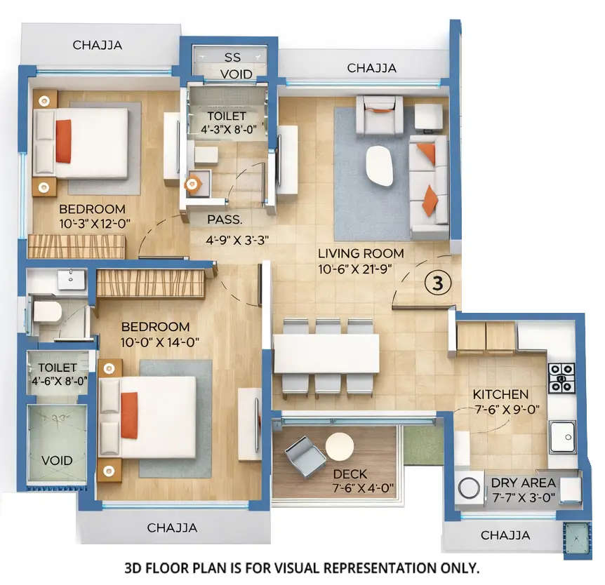 Arkade Evoke Goregaon - Floor plan 2 BHK 746 Sq.ft