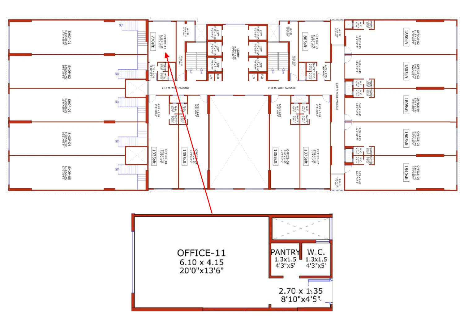 Aakar 88 Belapur - Floor plan Commercial Office 385 Sq.ft