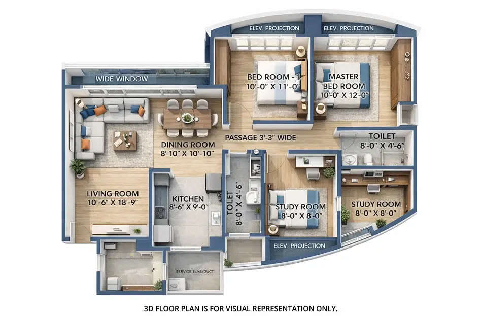 Neelkanth Greens Ghodbunder Road - Floor plan 2 BHK 892 Sq.ft