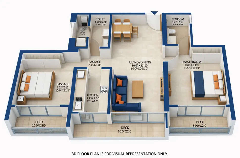 Godrej The Last Gem Ghodbunder Road - Floor plan 2 BHK 655 Sq.ft