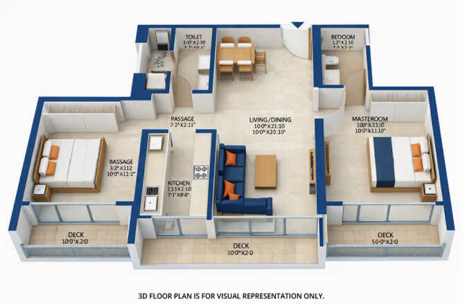 Godrej The Last Gem Ghodbunder Road - Floor plan 2 BHK 655 Sq.ft