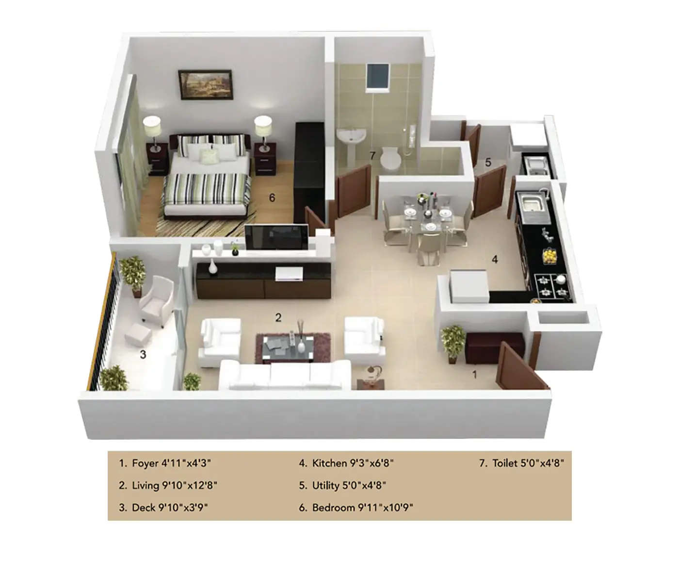 Ramky Fortuna Whitefield - Floor plan 1 BHK 624 Sq.ft