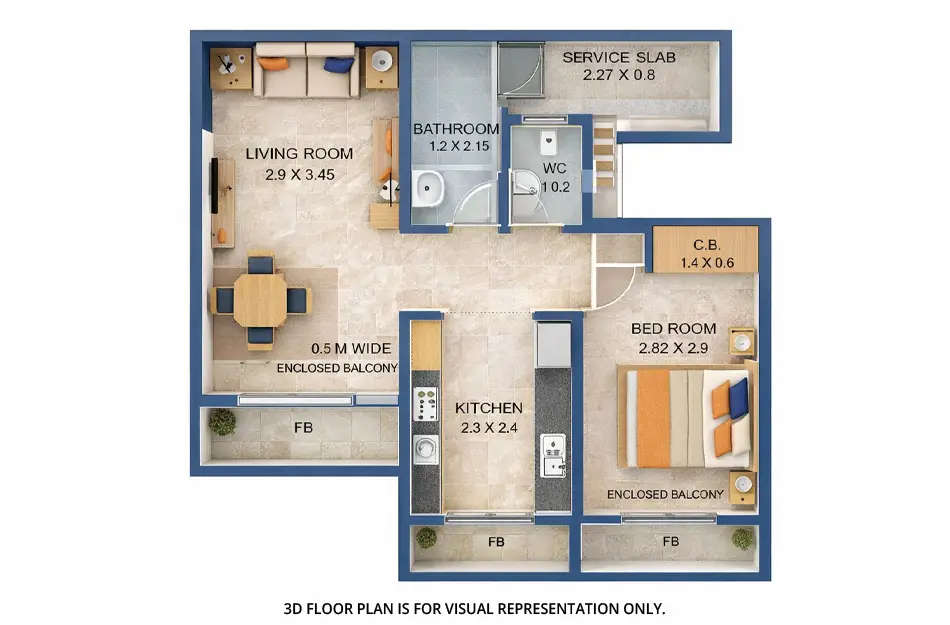 Vihang Golden Hills Ghodbunder Road - Floor plan 1 BHK 330 Sq.ft
