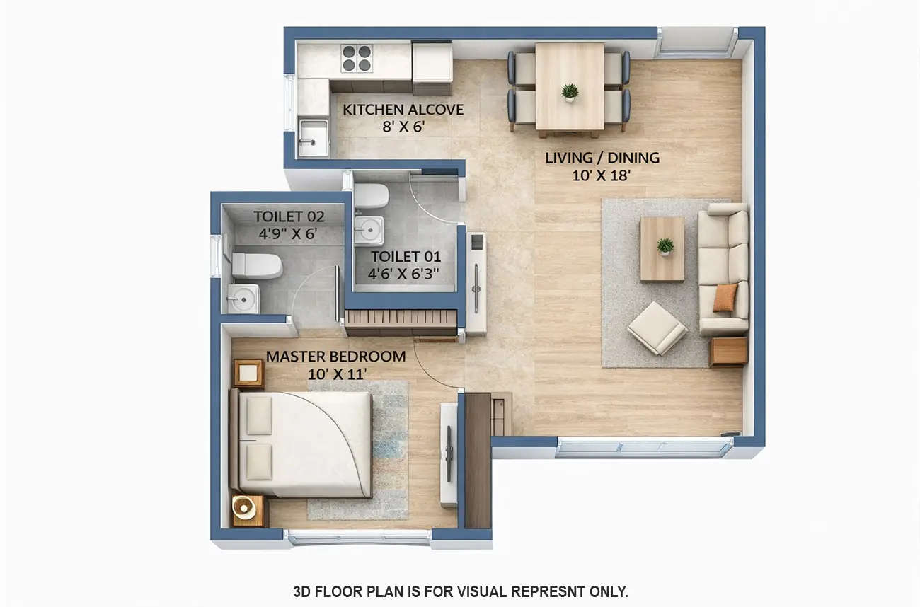 Ashford Edge Nahur - Floor plan 1 BHK 402 Sq.ft
