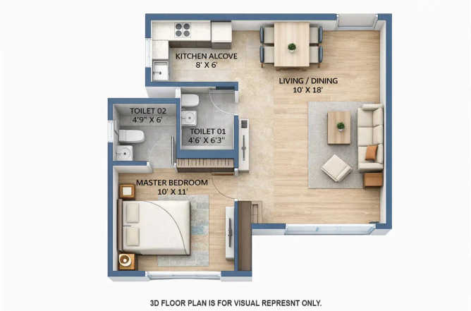 Ashford Edge Nahur - Floor plan 1 BHK 402 Sq.ft