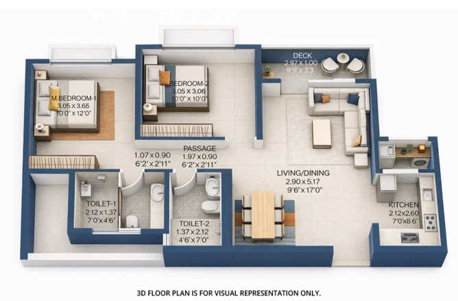 Godrej Panorama Kolshet Road - Floor plan 2 BHK 700 Sq.ft