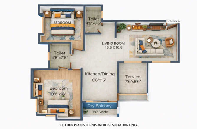 GHP Aurum Jambli Naka - Floor plan 2 BHK 679 Sq.ft