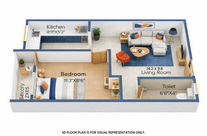 Rustomjee Urbania Majiwada - Floor plan 1 BHK 579 Sq.ft