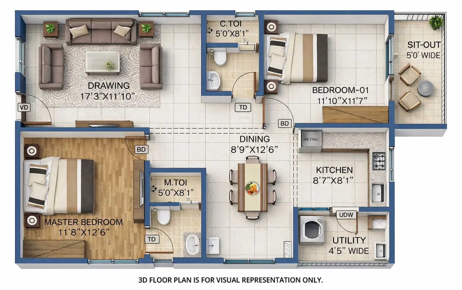 Sumadhura Horizon Kondapur - Floor plan 2 BHK 1325 Sq.ft