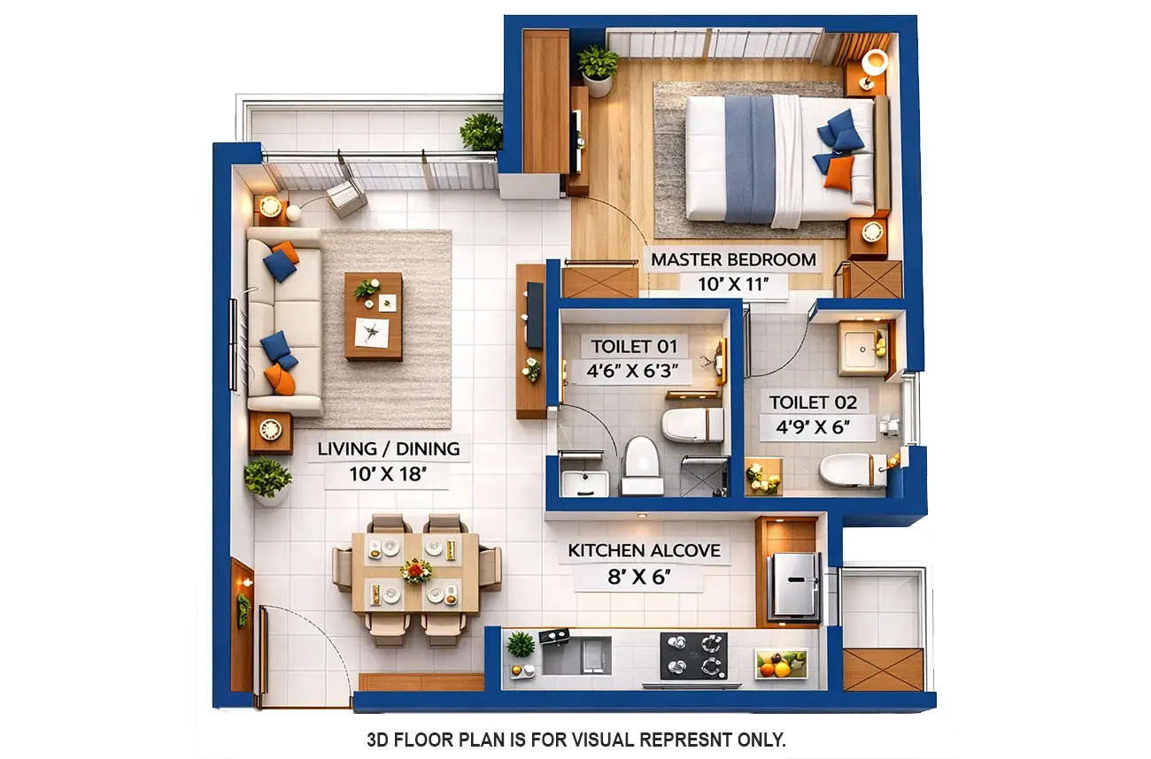 Ashford Crosstown Nahur - Floor plan 1 BHK 401 Sq.ft