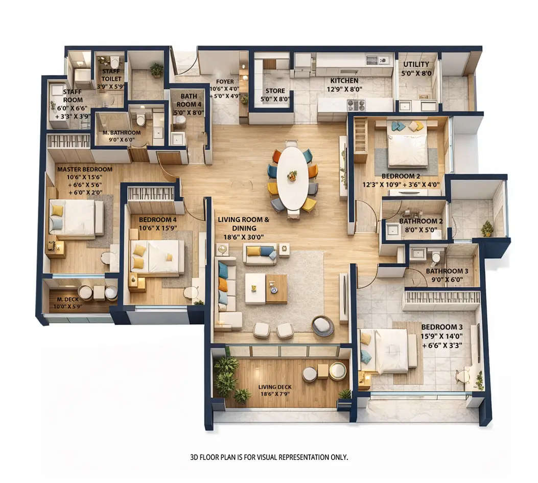 Lodha Estilo Kharadi - Floor plan 4 BHK 2100 Sq.ft