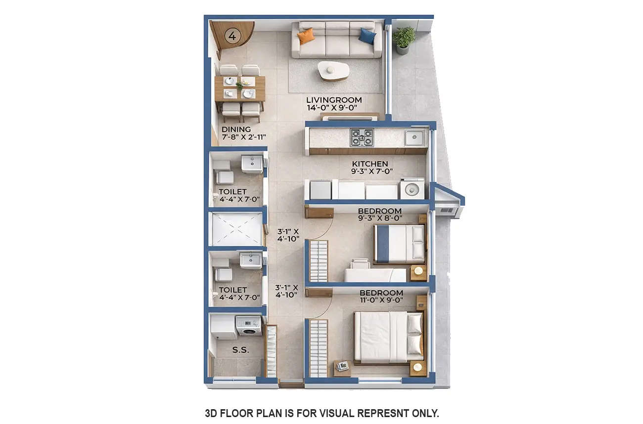 Arkade Rare Bhandup - Floor plan 2 BHK 524 Sq.ft