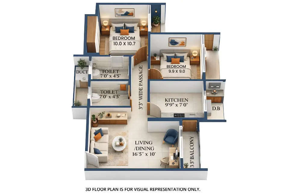 Paranjape Opulus Pokhran Road 2 - Floor plan 2 BHK 620 Sq.ft