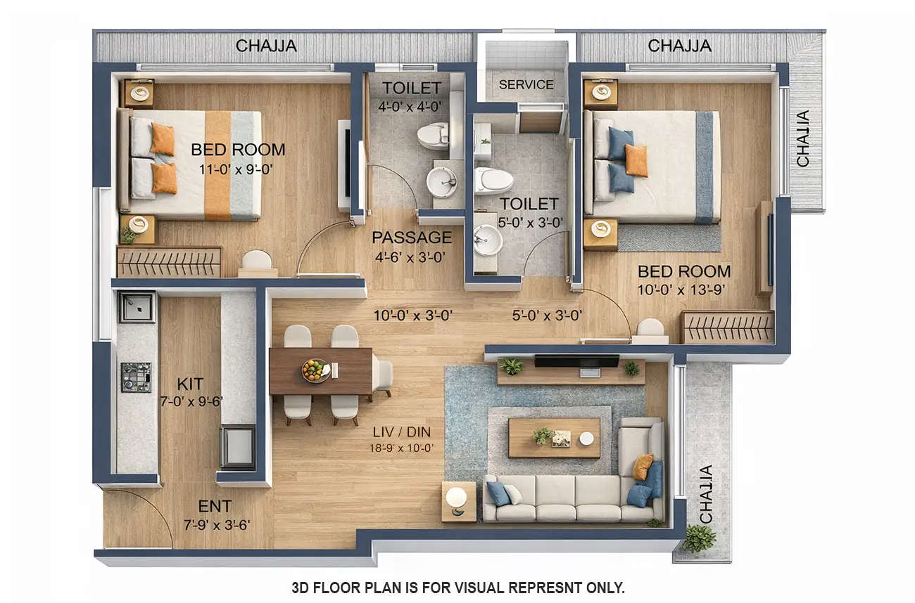 Ruparel Pristine Ghatkopar - Floor plan 2 BHK 675 Sq.ft
