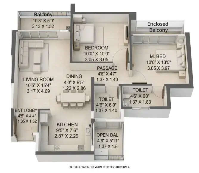 Pride Purple Park Titan Hinjewadi - Floor plan 2 BHK 726 Sq.ft