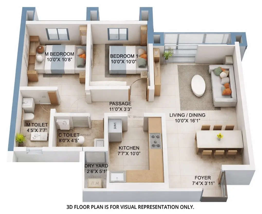 Anchorpoint Aviara Malad - Floor plan 2 BHK 650 Sq.ft