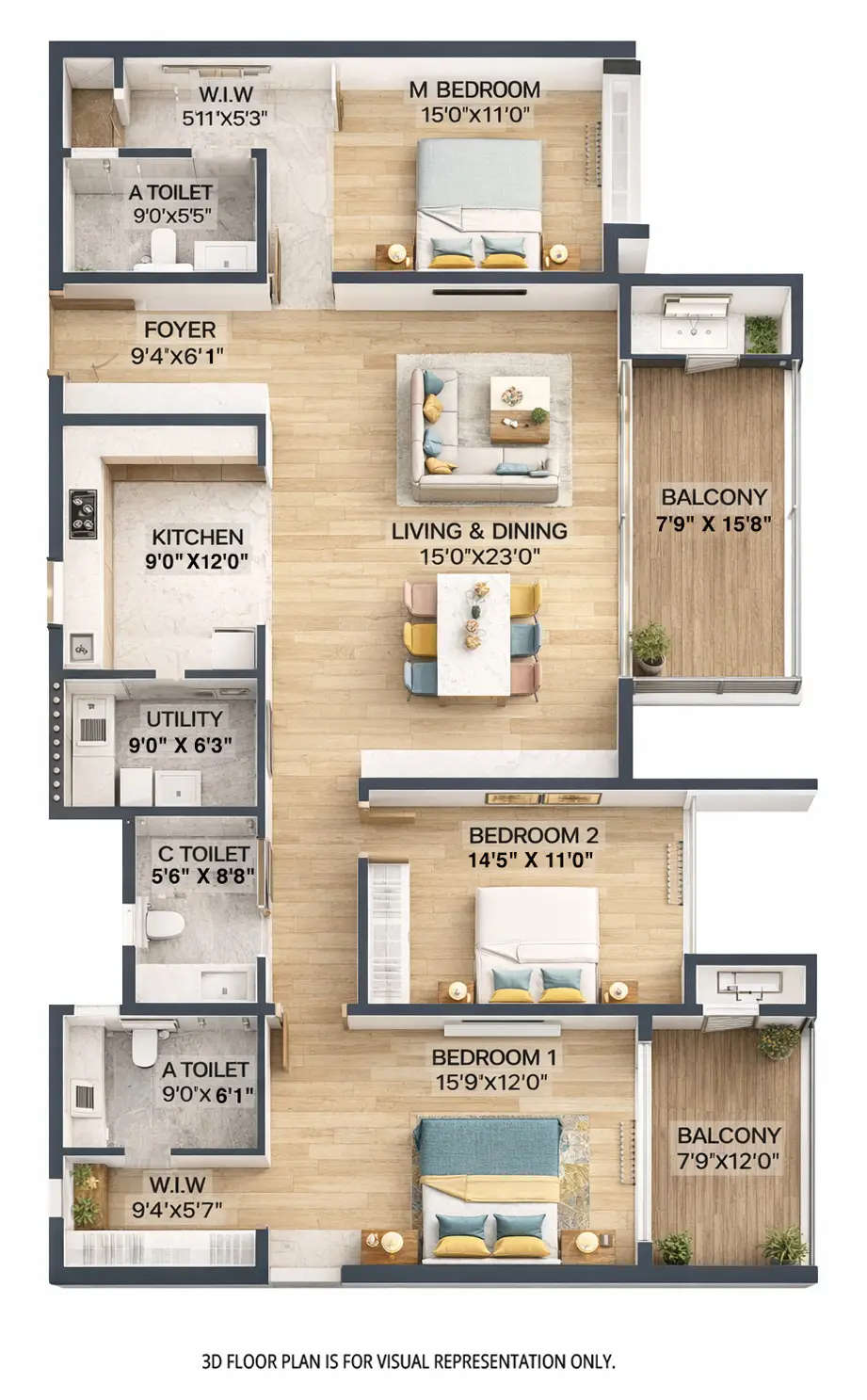 Vajram Chrysanthemum Yelahanka - Floor plan 3 BHK 2237 Sq.ft