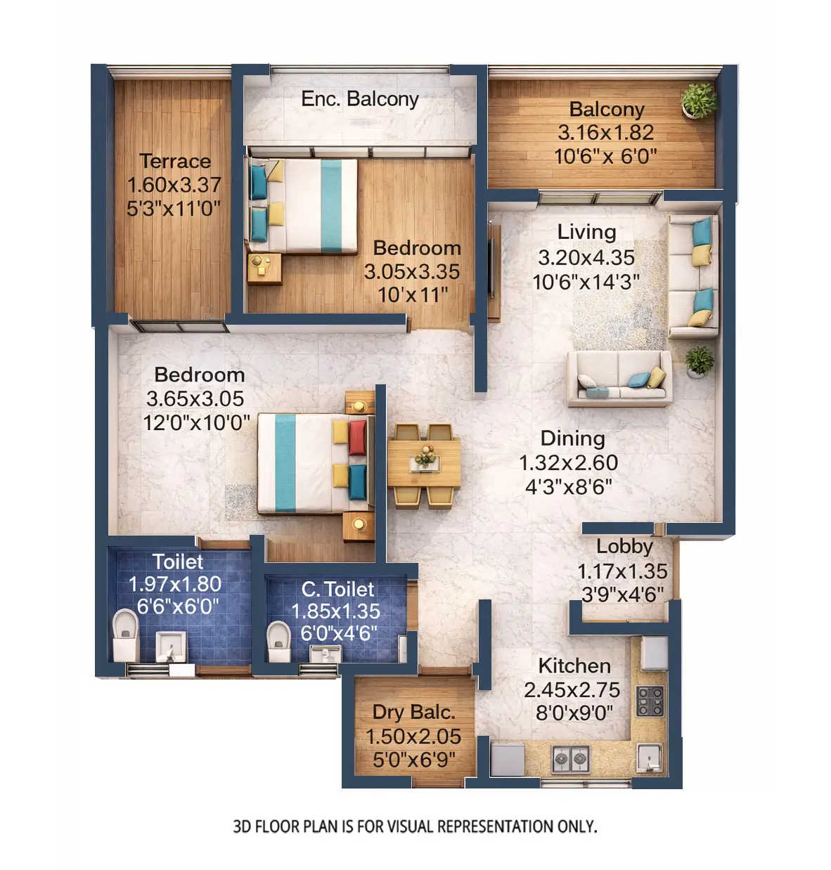 Majestique Signature Towers Balewadi - Floor plan 2 BHK 835 Sq.ft