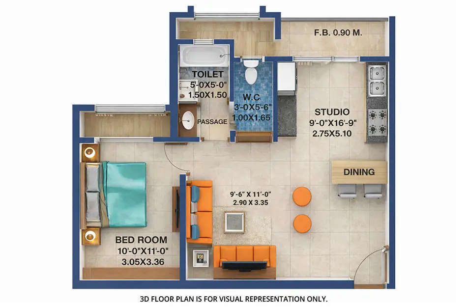 Arihant Clan Aalishan Kharghar - Floor plan 1 BHK 509 Sq.ft