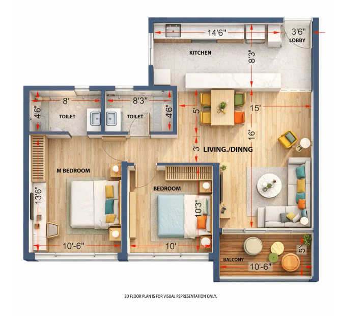 Kumar Parth Tower Baner - Floor plan 2 BHK 774 Sq.ft