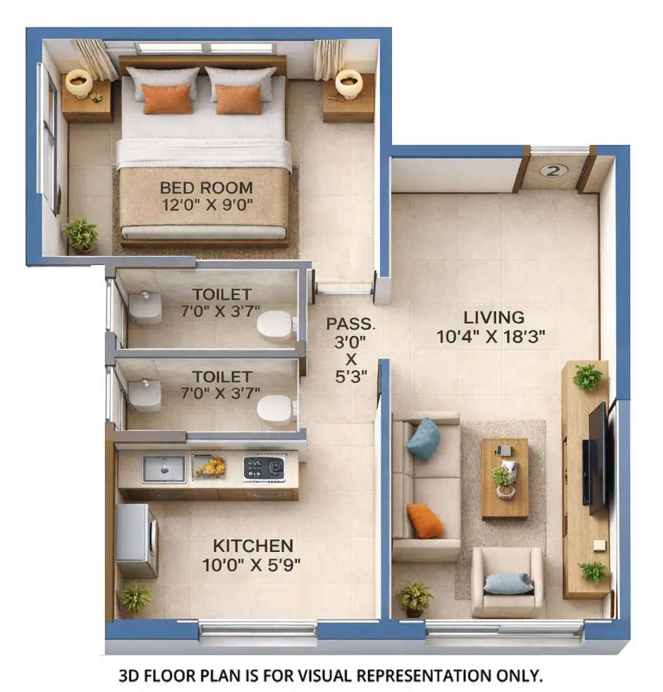 Platinum 53 West Andheri - Floor plan 1 BHK 455 Sq.ft