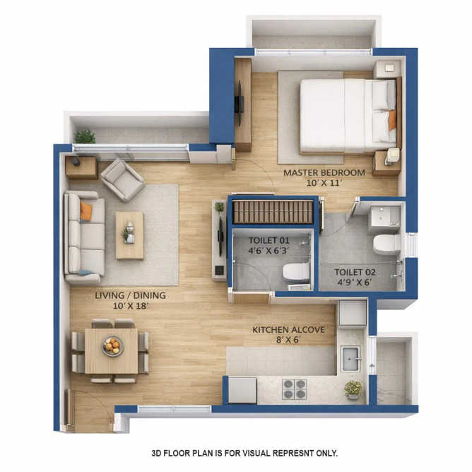 Ashford Be Regal Nahur - Floor plan 1 BHK 401 Sq.ft