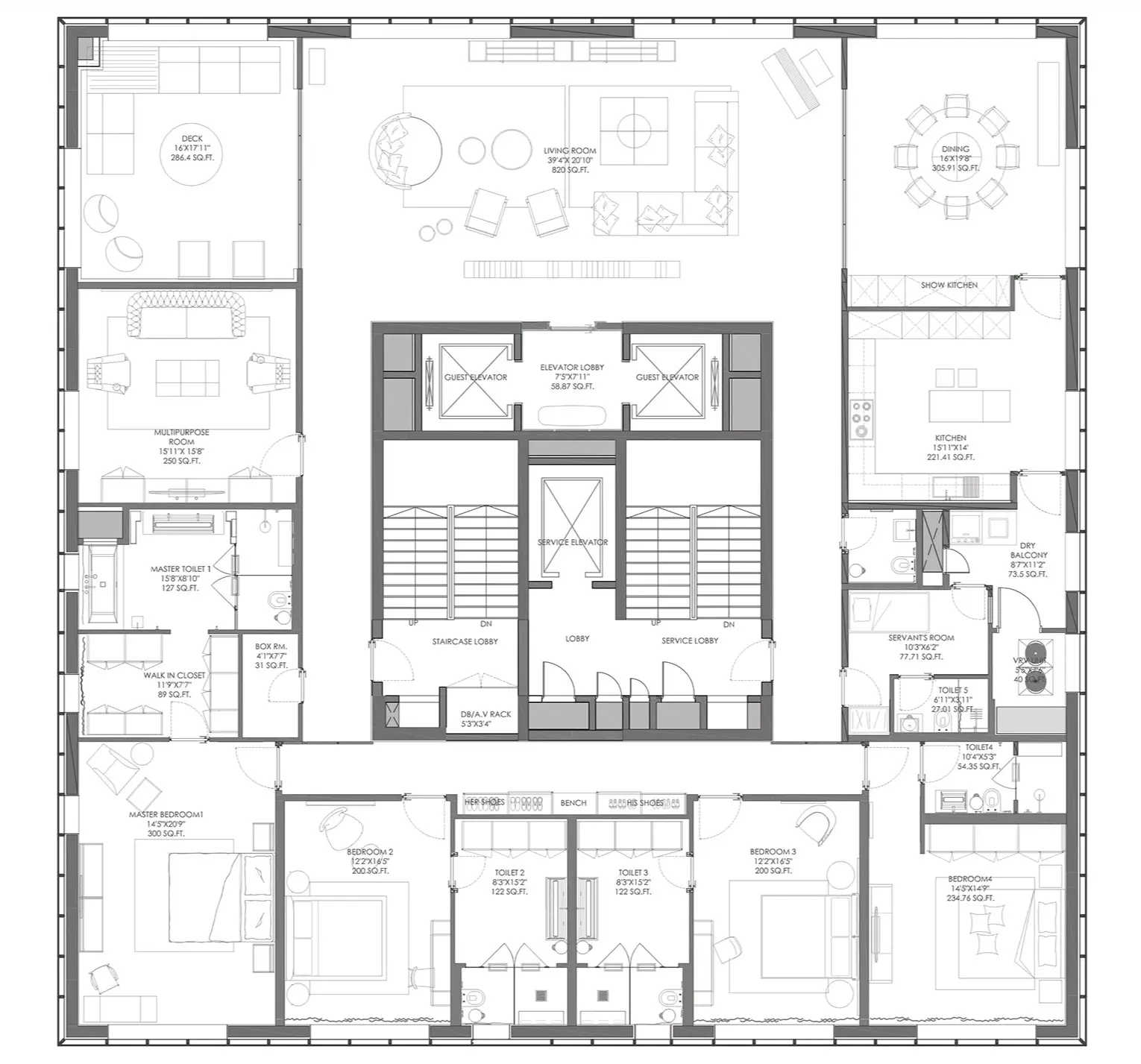 Panchshil Trump Towers Kalyani Nagar - Floor plan 5.5 BHK 4416 Sq.ft