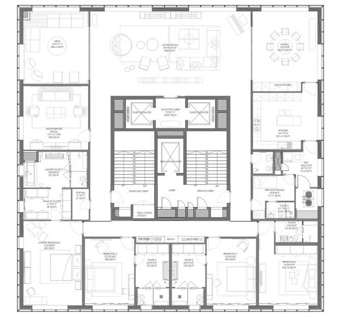 Panchshil Trump Towers Kalyani Nagar - Floor plan 5.5 BHK 4416 Sq.ft