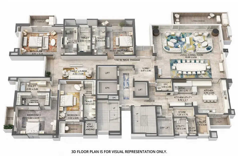 ATS Knightsbridge Sector 124 - Floor plan 4 BHK 4005 Sq.ft