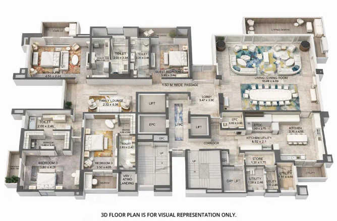 ATS Knightsbridge Sector 124 - Floor plan 4 BHK 4005 Sq.ft