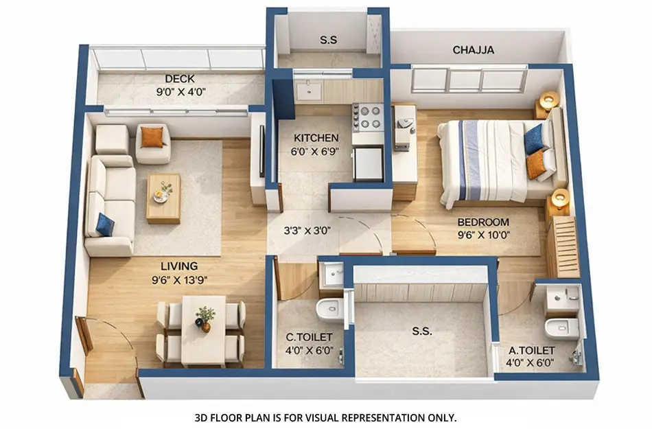 Paradigm 71 Midtown Chembur - Floor plan 1 BHK 384 Sq.ft