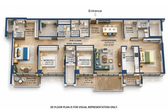 L & T The Gateway Sewri - Floor plan 4 BHK 1980 Sq.ft