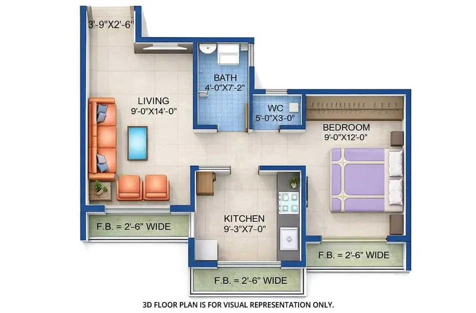 Arihant Arshiya Khopoli - Floor plan 1 BHK 441 Sq.ft