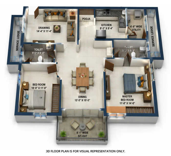 Anvita High 9 Tellapur - Floor plan 2 BHK 1355 Sq.ft