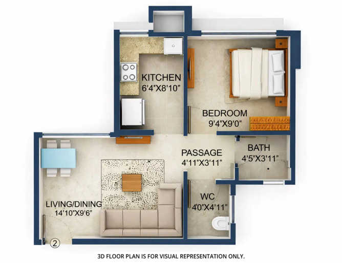 Runwal Avenue Kanjurmarg - Floor plan 1 BHK 401 Sq.ft