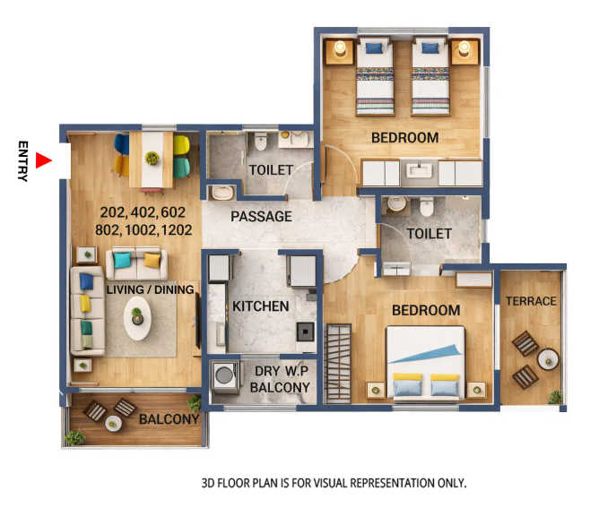 Pride Aloma County Baner - Floor plan 2 BHK 1179 Sq.ft