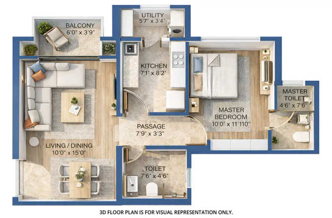 Hiranandani Golden Willows Panvel - Floor plan 1 BHK 492 Sq.ft