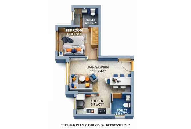 Runwal Garden Vista Kanjurmarg - Floor plan 1 BHK 373 Sq.ft