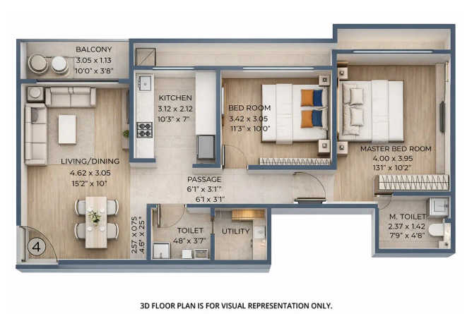 Shapoorji Pallonji Heartland Mulund - Floor plan 2 BHK 680 Sq.ft