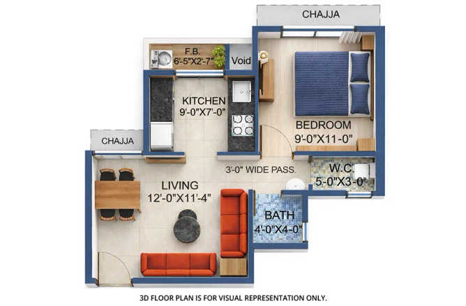 Arihant Anant Taloja - Floor plan 1 BHK 350 Sq.ft
