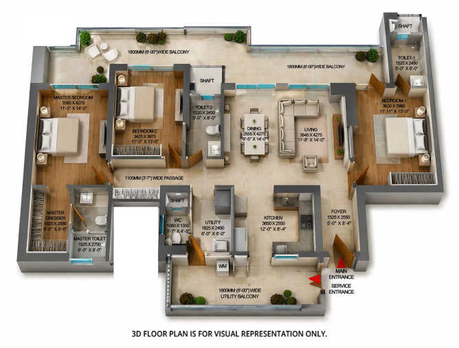 Adani The Marq Sector 102 - Floor plan 3 BHK 2350 Sq.ft
